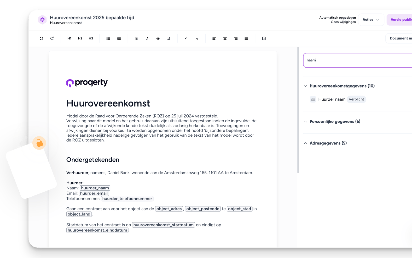 vastgoed software sjabloon contract