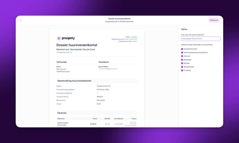 Dossiers - maak samenvattingen van je vastgoeddata