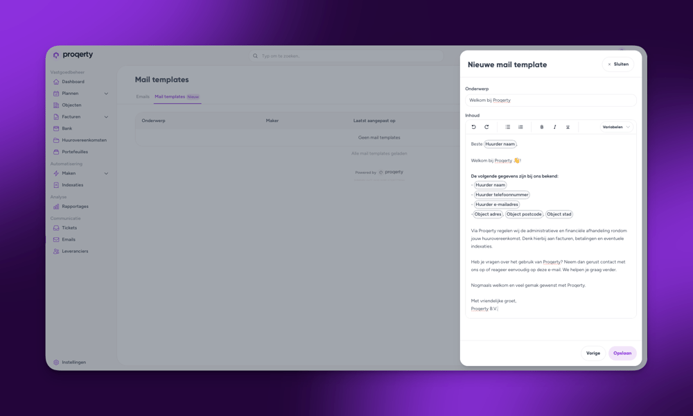 mail template voor snelle onboarding vastgoed software