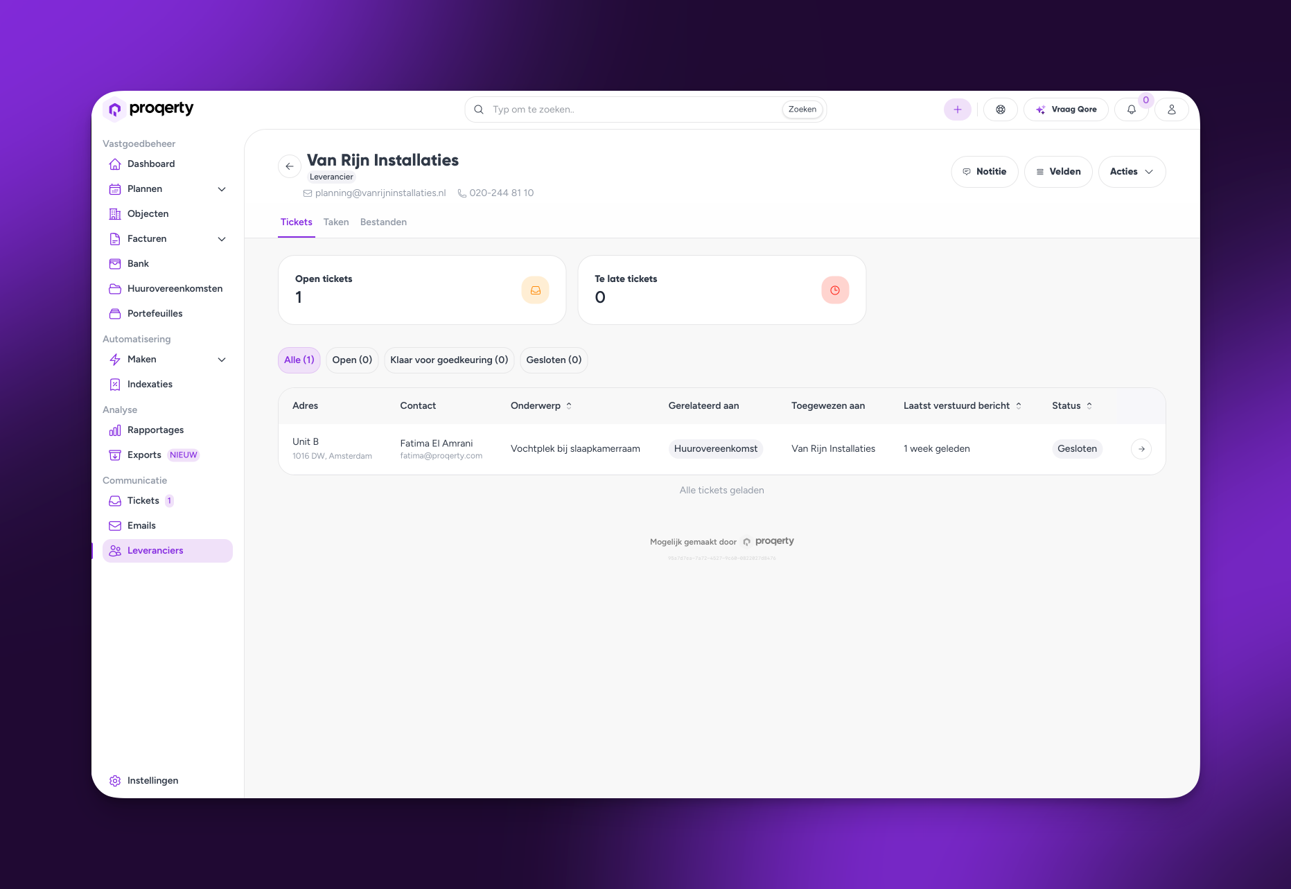 Leverancier doorzetten vastgoedsoftware