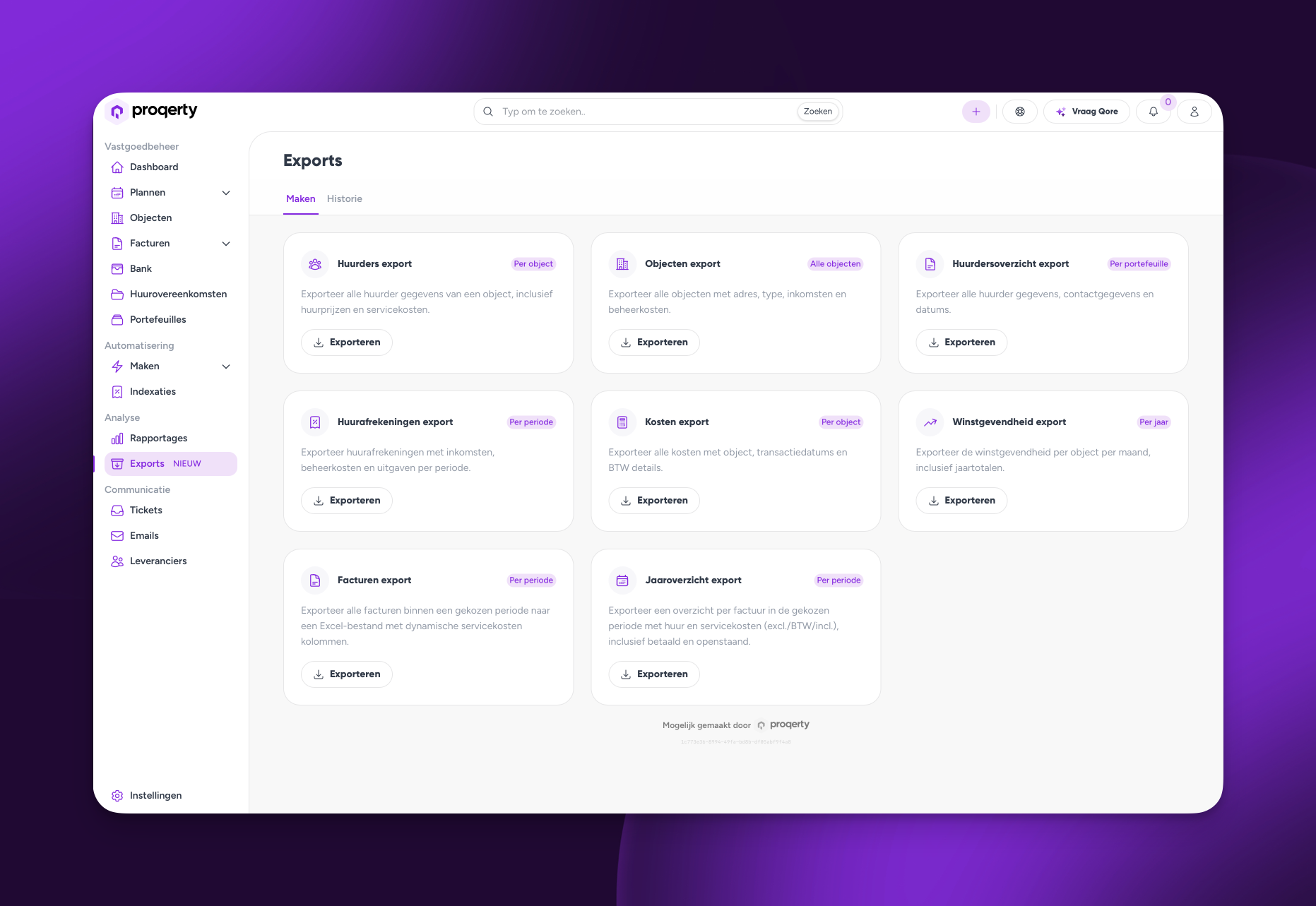 exporteren van vastgoed gegevens