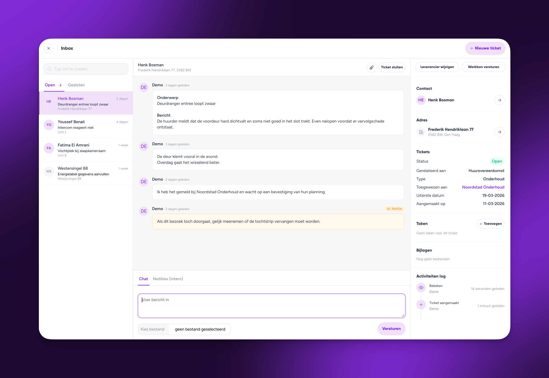 tickets inbox vastgoed software