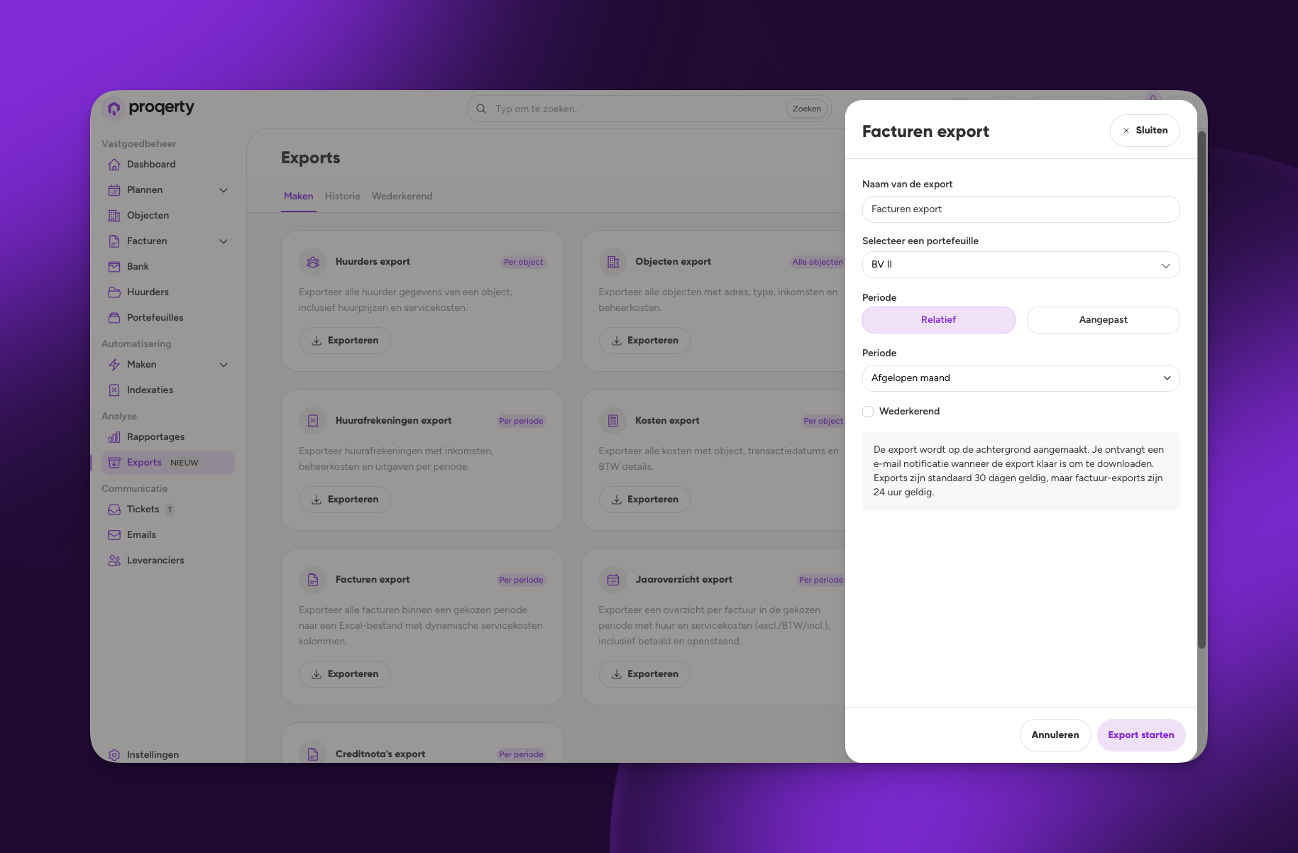 Exports vastgoed software